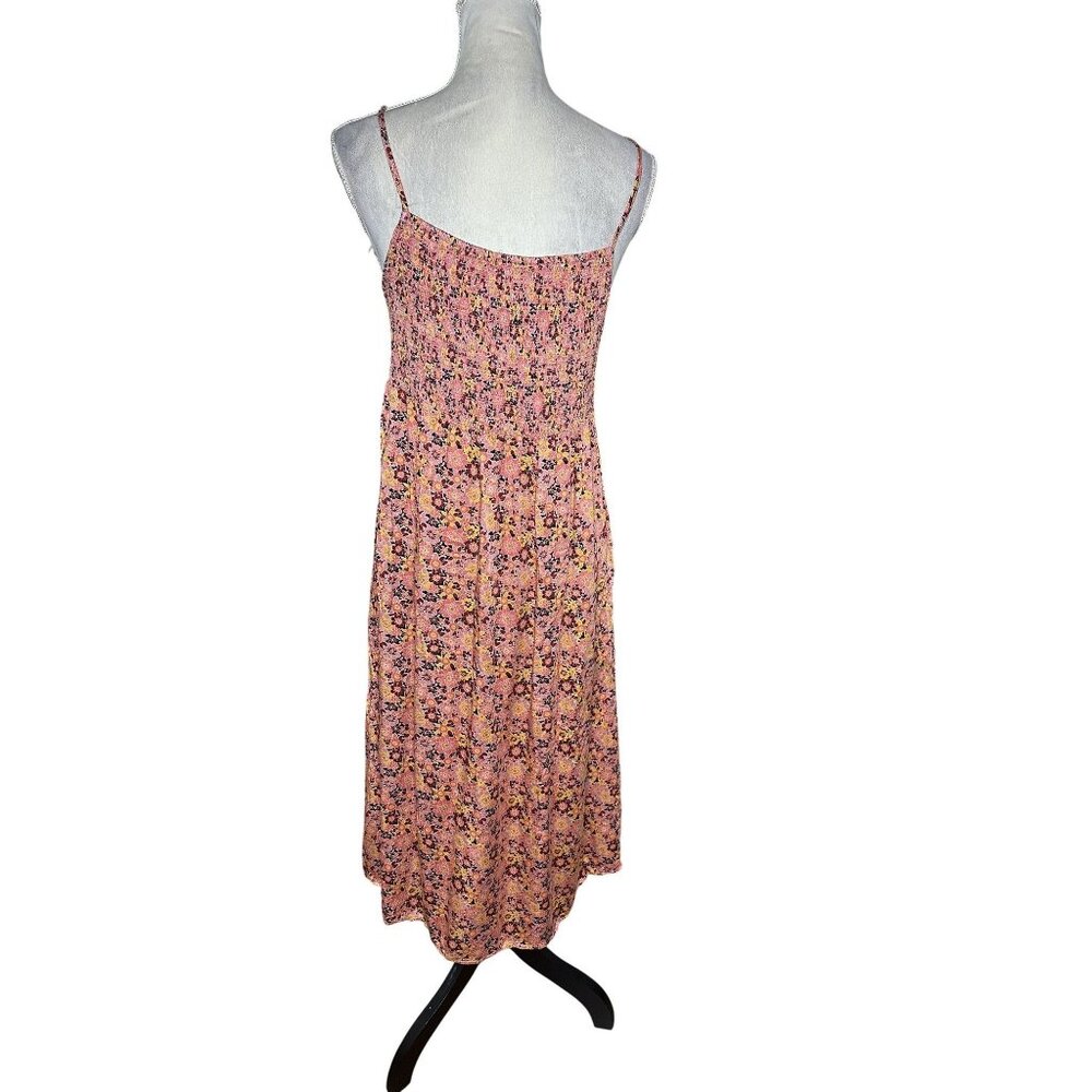 Rewind XL Floral Maxi Dress Pink Orange Boho Slit Summer - Picture 4 of 9
